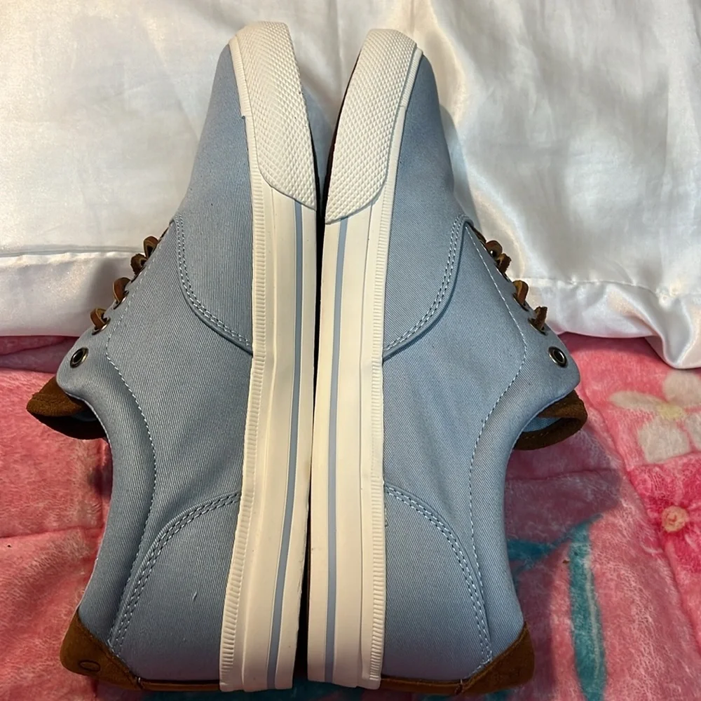 Vintage Polo Ralph Lauren Suede Trim Vaughn Dick Shoes Lt Blue. Size:10